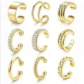 Gold Zircon Clip Earrings Set