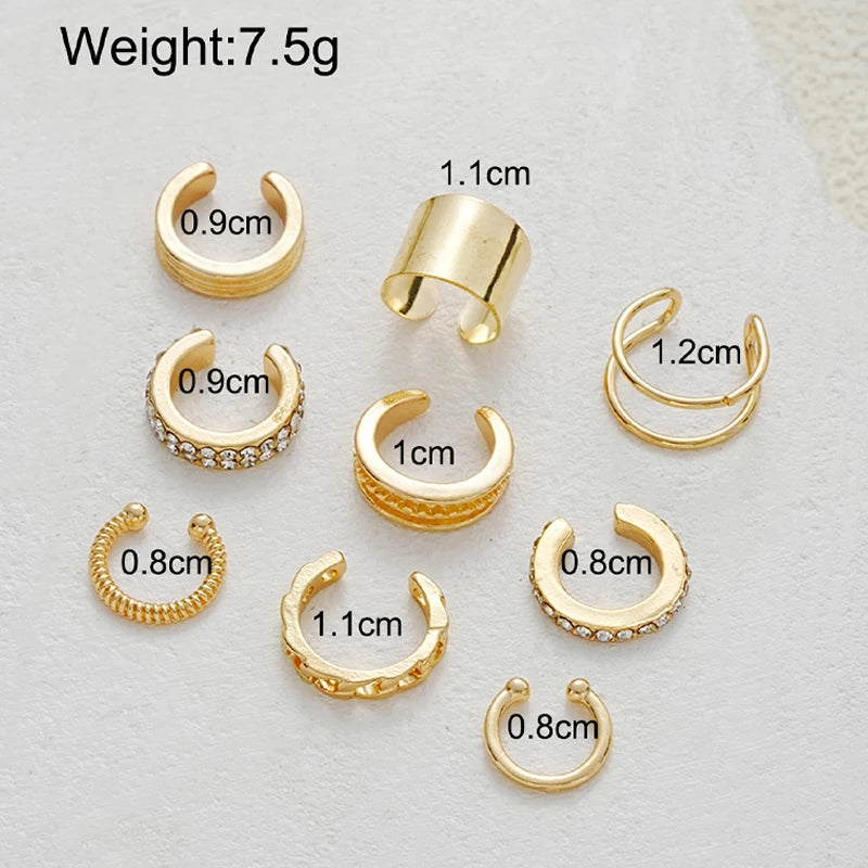 Gold Zircon Clip Earrings Set